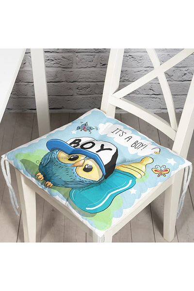 Realhomes Modern Owl Pattern Digital Printed Fluffy Chair Cushion