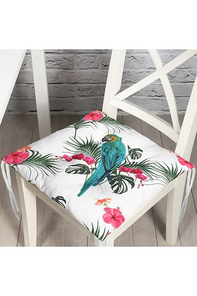 Realhomes Blue Parrot Digital Printed Fluffy Chair Cushion