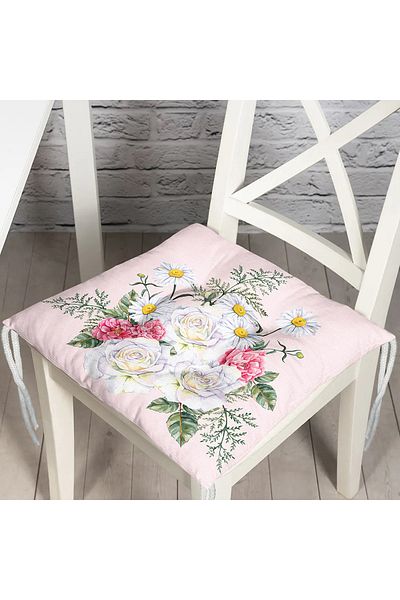 Realhomes Floral Patterned Digital Printed Fluffy Square Chair Cushion