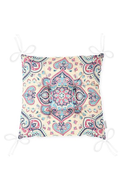 Realhomes Damask Desen Motifli Pofidik Kare Sandalye Minderi
