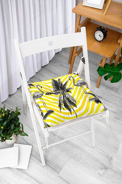Realhomes Flamingo Patterned Digital Printed Fluffy Chair Cushion