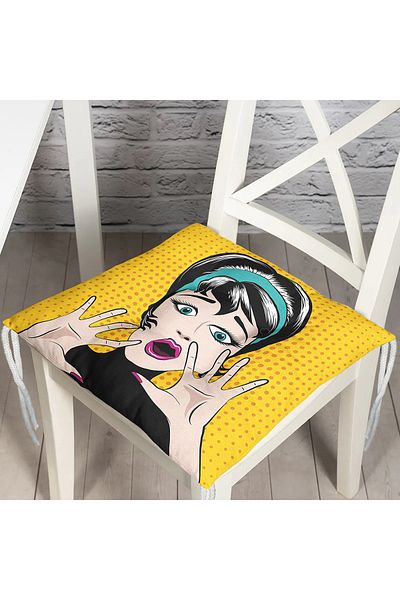 Realhomes Digital Printed Fluffy Square Chair Cushion with Pop Art Picture