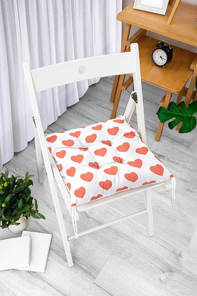 Realhomes Heart Pattern Digital Printed Fluffy Chair Cushion