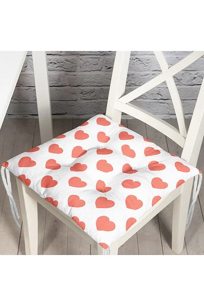 Realhomes Heart Pattern Digital Printed Fluffy Chair Cushion