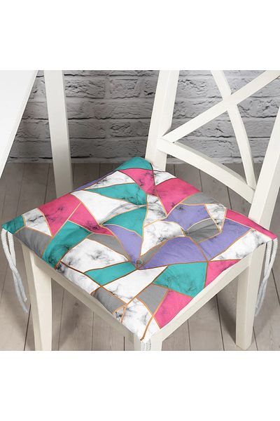 Realhomes Geometric Shaped Marble Printed Modern Fluffy Chair Cushion