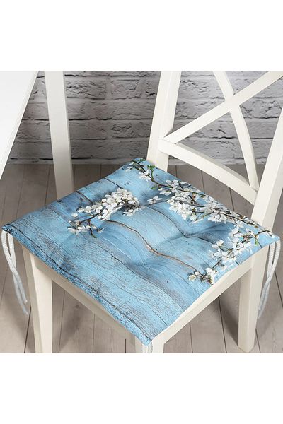 Realhomes Blue Wooden Floor Spring Motif Fluffy Chair Cushion