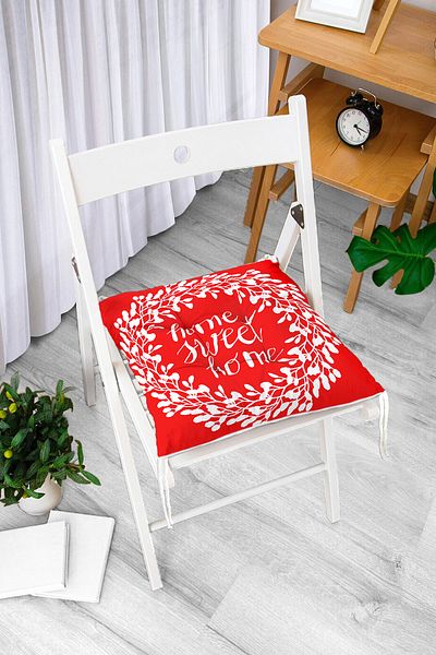 Realhomes Home Sweet Home Digital Printed Fluffy Square Chair Cushion