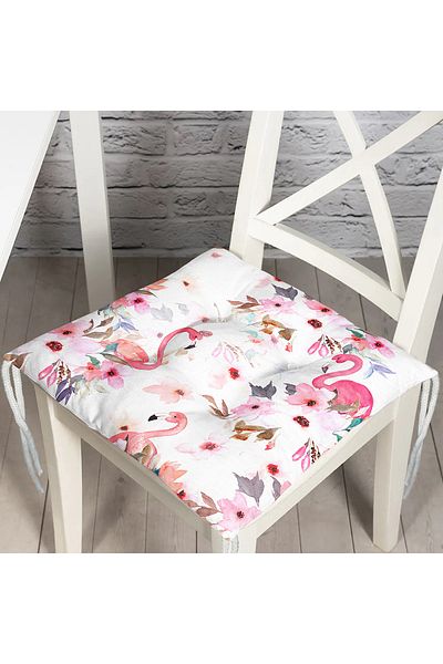 Realhomes Flamingo Patterned Digital Printed Fluffy Chair Cushion