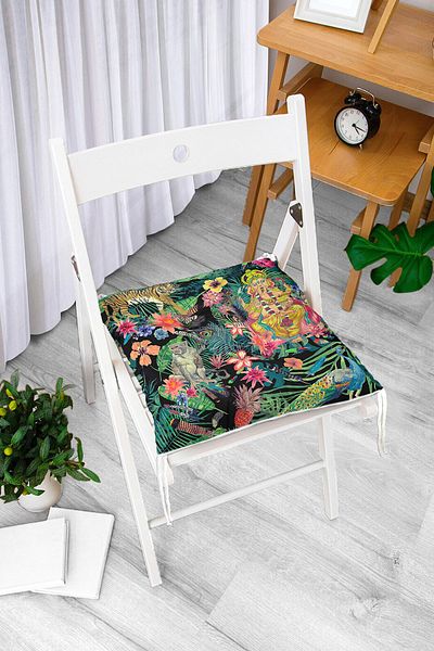 Realhomes Amazon Woods Themed Modern Fluffy Chair Cushion with Dark Blue Floor