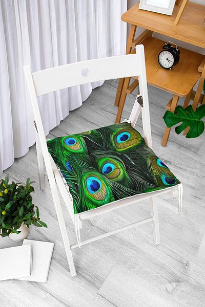 Realhomes Colorful Feathers in Dark Floor Specially Designed Pouf Square Chair Cushion