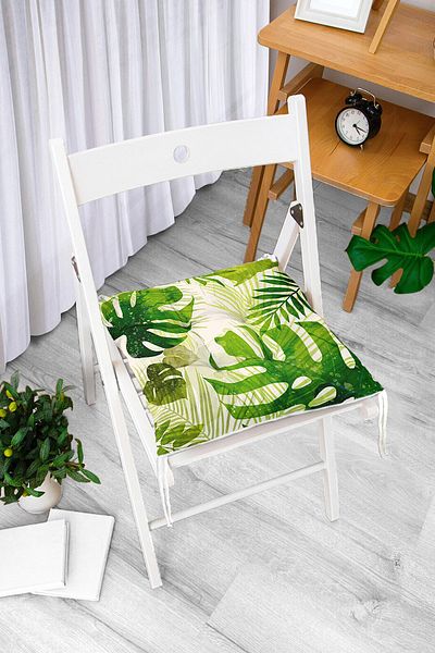 Realhomes Amazon Leaves on Ecru Floor Special Design Fluffy Chair Cushion