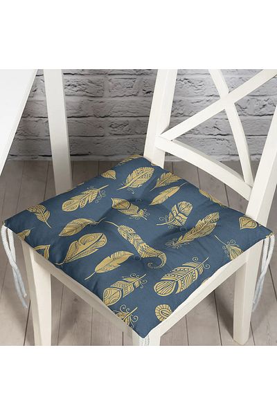 Realhomes Gilded Feather Patterned Digital Printed Fluffy Chair Cushion