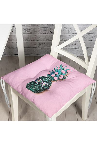 Realhomes 3D Pineapple Themed Modern Fluffy Chair Cushion on Pink Background