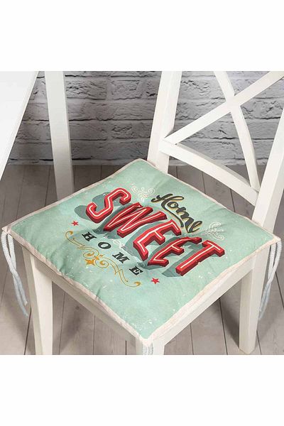 Realhomes Home Sweet Home Digital Printed Fluffy Square Chair Cushion