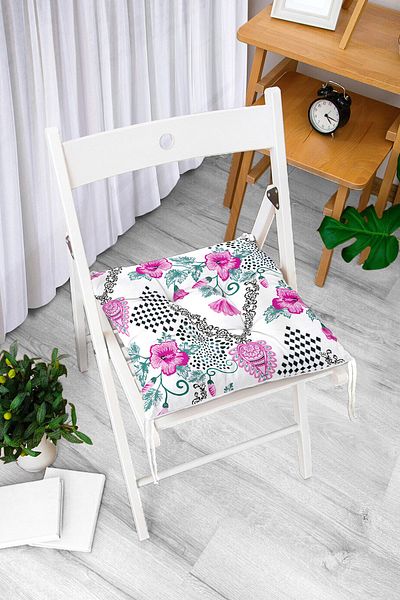 Realhomes Square Polka Dot Heart Pendant Motif Fluffy Square Chair Cushion