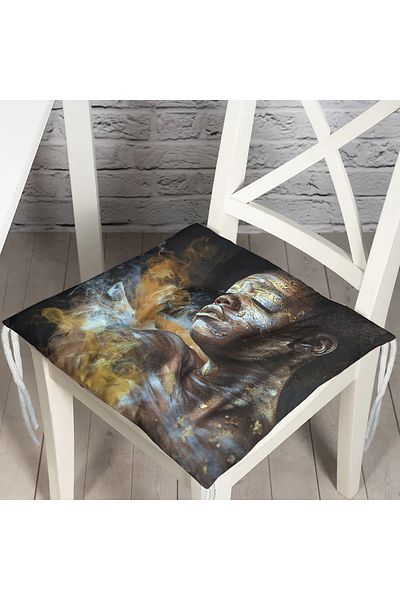 Realhomes African Woman Ethnic Patterned Digital Printed Fluffy Chair Cushion