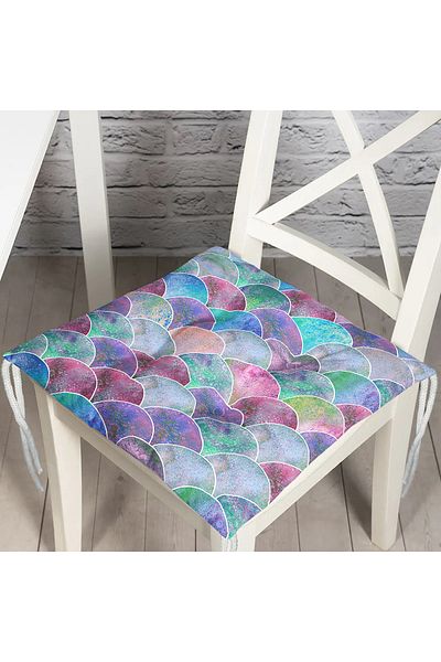 Realhomes Modern Pouf Chair Cushion with Round Pattern on Blue Background