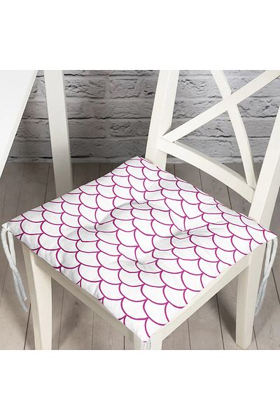 Realhomes Purple Geometric Patterned Digital Printed Decorative Fluffy Chair Cushion