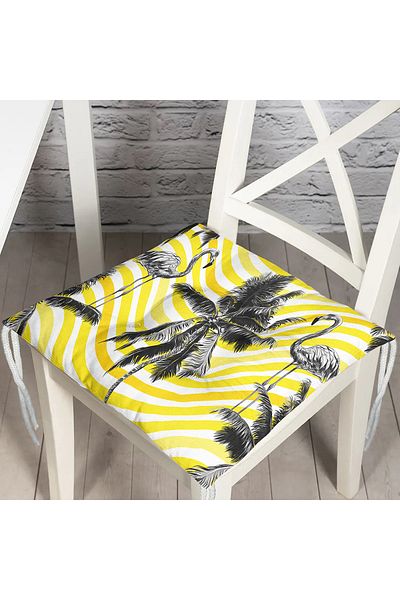 Realhomes Flamingo Patterned Digital Printed Fluffy Chair Cushion