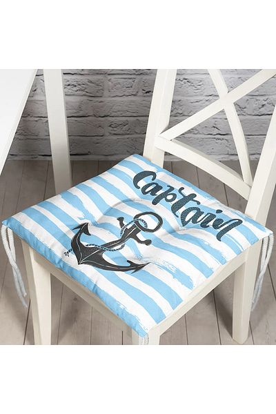 Realhomes Sailor Motif Digital Printed Pouf Chair Cushion