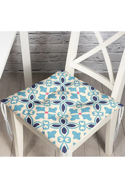 Realhomes Modern Tile Patterned Digital Printed Fluffy Square Chair Cushion