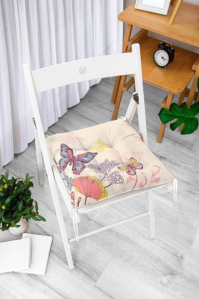 Realhomes Modern Butterfly Digital Printed Fluffy Square Chair Cushion