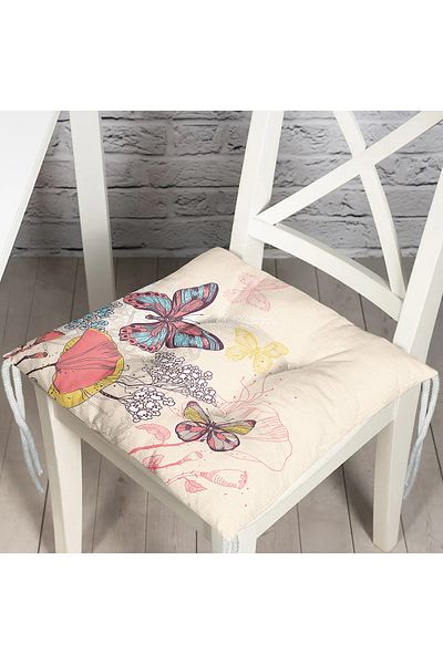 Realhomes Modern Butterfly Digital Printed Fluffy Square Chair Cushion