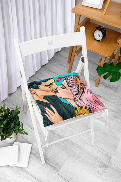 Realhomes Digital Printed Fluffy Square Chair Cushion with Pop Art Picture