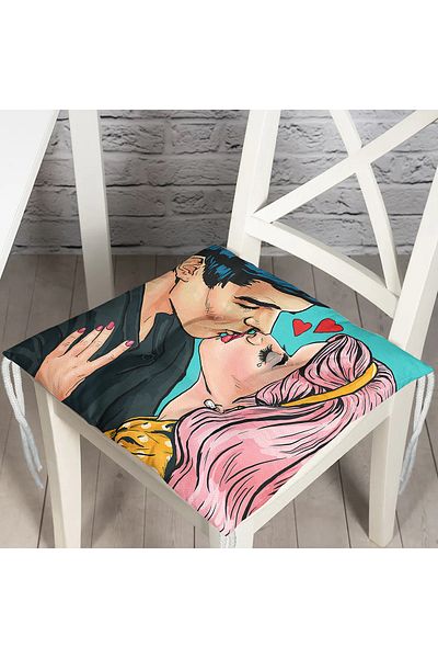 Realhomes Digital Printed Fluffy Square Chair Cushion with Pop Art Picture