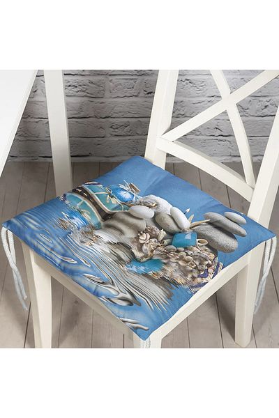 Realhomes Blue World Digital Printed Fluffy Square Chair Cushion