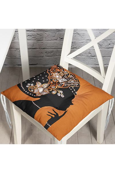Realhomes Elegance Special Design Fluffy Square Chair Cushion with Orange Background