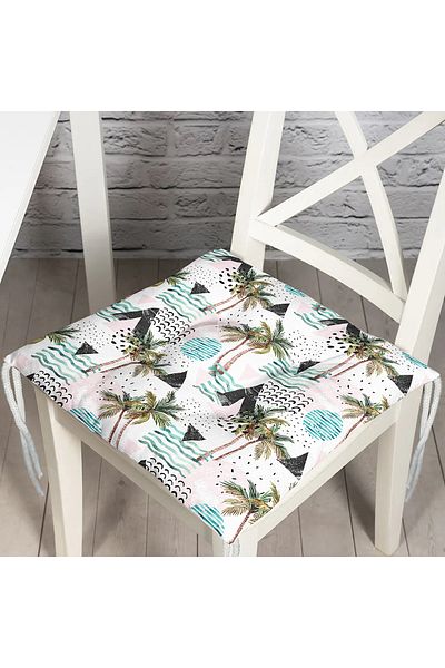 Realhomes Triangle Shaped Palm Motif Digital Printed Pouf Chair Cushion