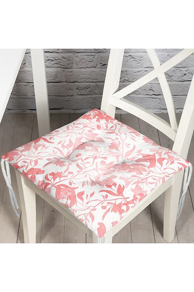 Realhomes Pink Leaf Themed Digital Printed Pouf Chair Cushion