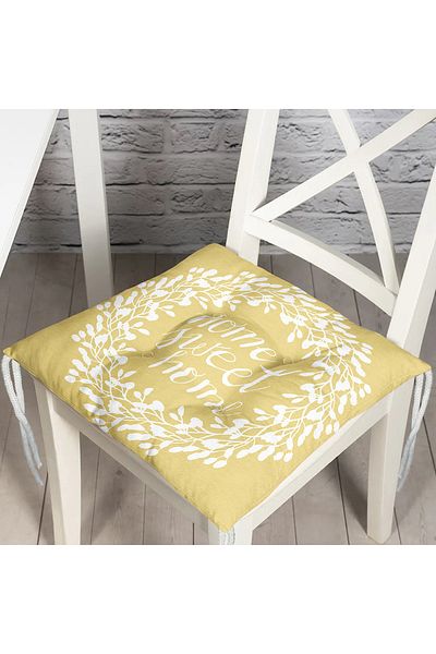 Realhomes Home Sweet Home Patterned Digital Printed Pouf Chair Cushion
