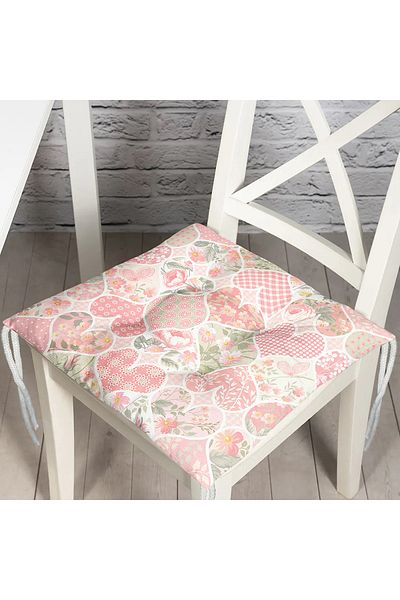 Realhomes Hearted Ogea Patterned Fluffy Square Chair Cushion
