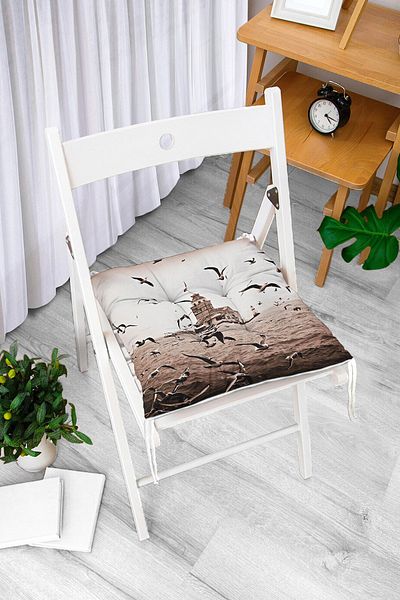 Realhomes Maiden's Tower Digital Printed Puffy Square Chair Cushion