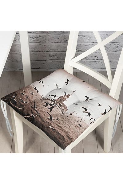 Realhomes Maiden's Tower Digital Printed Puffy Square Chair Cushion