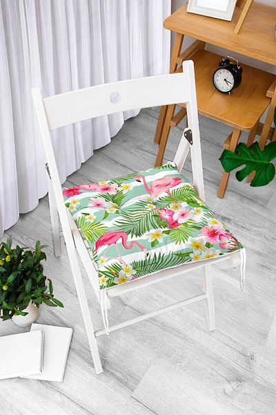 Realhomes Flamingo Pattern Digital Printed Modern Fluffy Chair Cushion