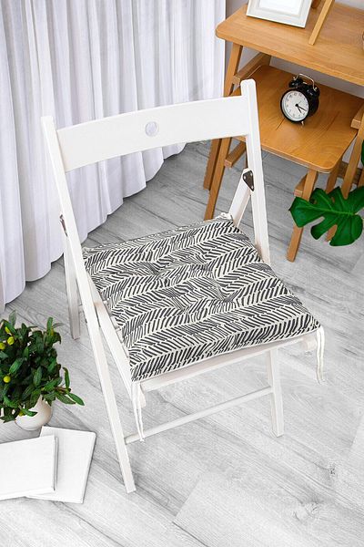 Realhomes Modern Black and White Patterned Digital Printed Fluffy Chair Cushion