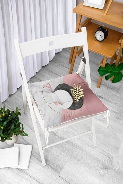 Realhomes Modern 3D Marble Patterned Digital Printed Fluffy Chair Cushion