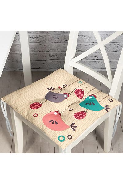 Realhomes Modern Bird Patterned Digital Printed Fluffy Chair Cushion