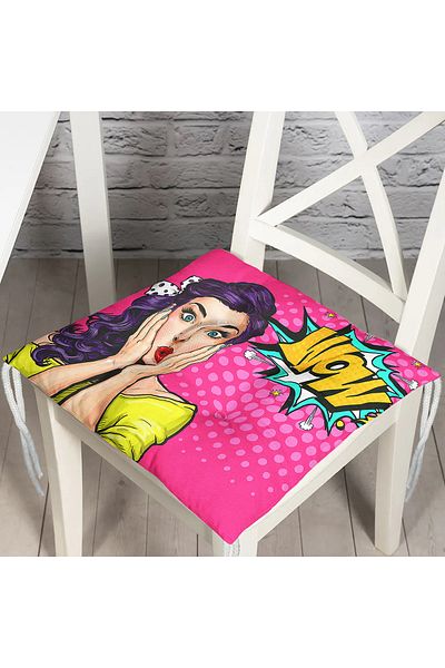 Realhomes Digital Printed Fluffy Square Chair Cushion with Pop Art Picture