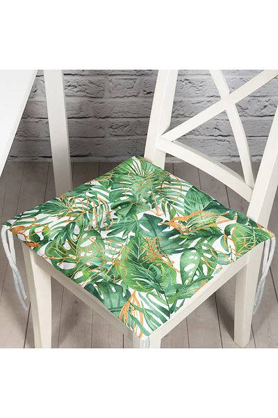 Realhomes Amazon Leaves Digital Printed Modern Pouf Chair Cushion