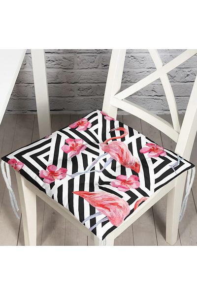 Realhomes Flamingo Patterned Digital Printed Fluffy Chair Cushion