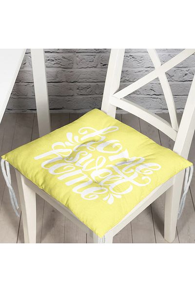 Realhomes Home Sweet Home Digital Printed Fluffy Square Chair Cushion