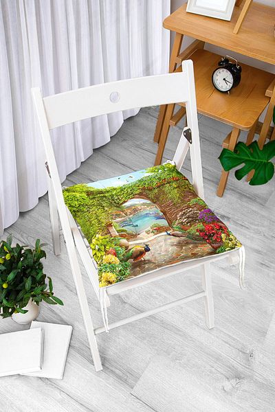 Realhomes Peacock Digital Printed Fluffy Square Chair Cushion