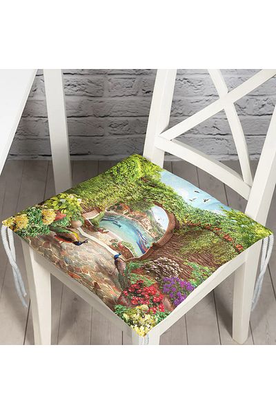 Realhomes Peacock Digital Printed Fluffy Square Chair Cushion
