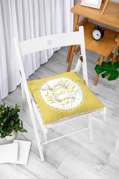 Realhomes Home Sweet Home Digital Printed Fluffy Square Chair Cushion