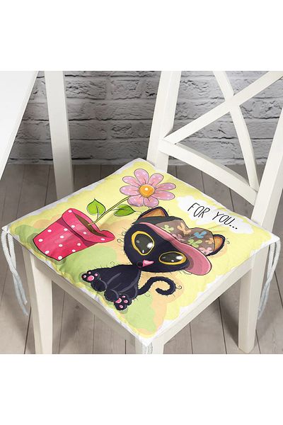 Realhomes Cute Cats Digital Printed Αφράτο τετράγωνο μαξιλάρι καρέκλας