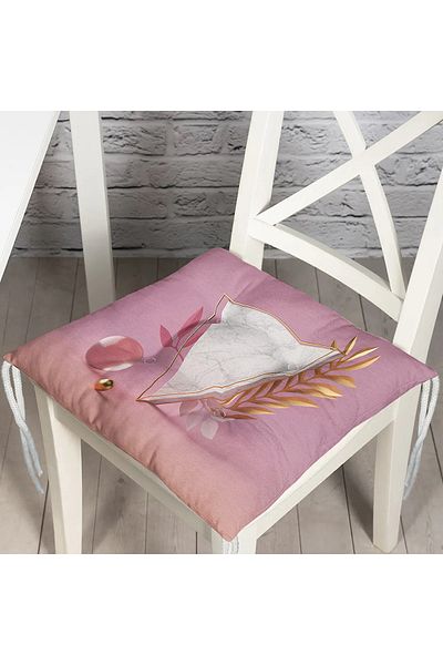 Realhomes Modern Fluffy Chair Cushion with Pink Floor and Triangle Marble Motif